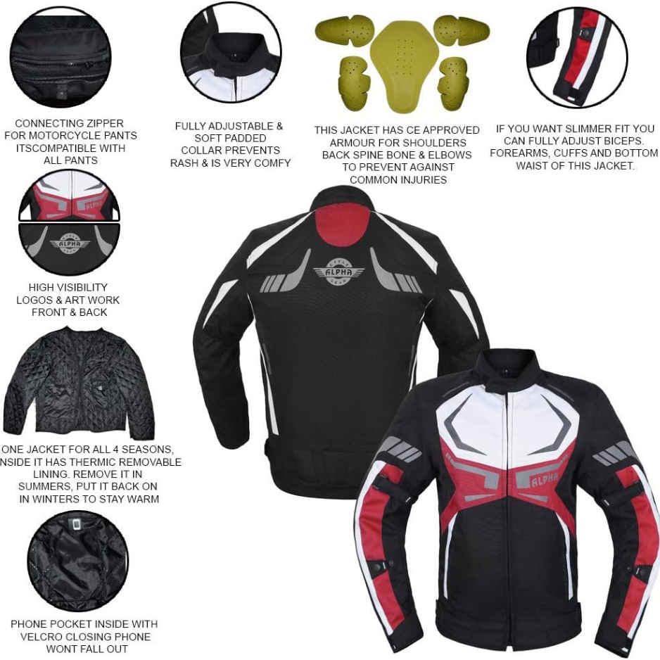 JACKET MENS CE ARMORED BIKERS RACING WATERPROOF