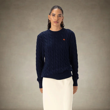 Women's Crew Neck Cable Sweater